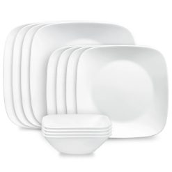 Square? Pure White 12-piece Dinnerware Set, Service for 4