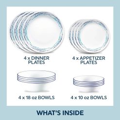Alternative view of Ocean Blues 16-piece Mugless Dinnerware Set, Service of 4