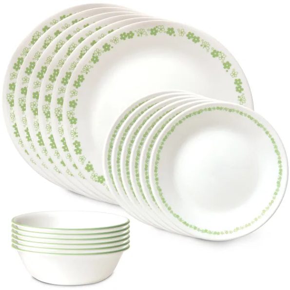 Spring Blossom Green 18-piece Dinnerware Set, Service for 6 ...