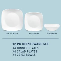 Alternative view of Square? Pure White 12-piece Dinnerware Set, Service for 4