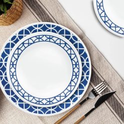 Alternative view of Cobalt Circles 12-piece Mugless Dinnerware Set, Service of 4