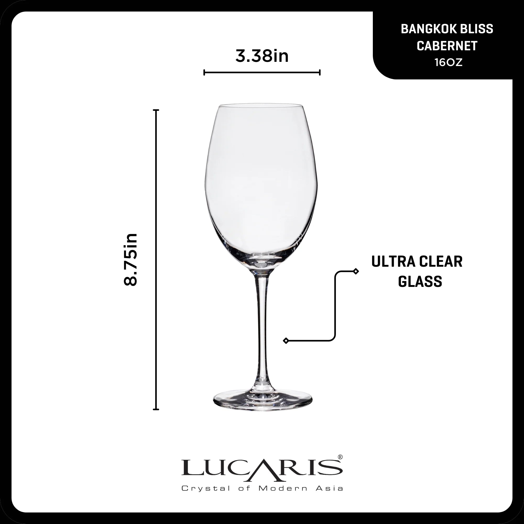 Bangkok Bliss Cabernet Glasses (4-Pieces), 16-ounce, Dishwasher Safe, Lead-free Crystalline - Image 2