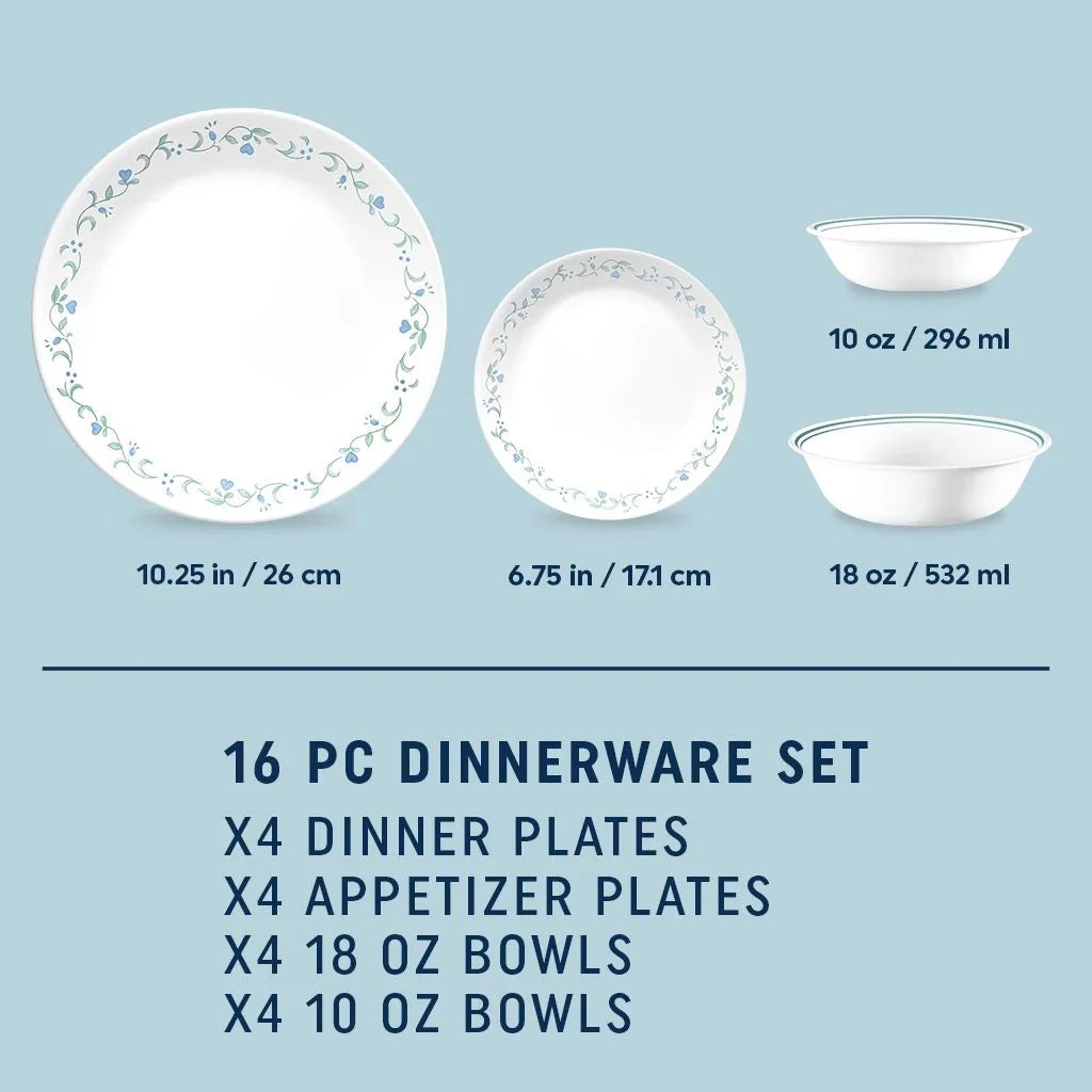 Country Cottage 16-piece Mugless Dinnerware Set, Service for 4 - Image 2