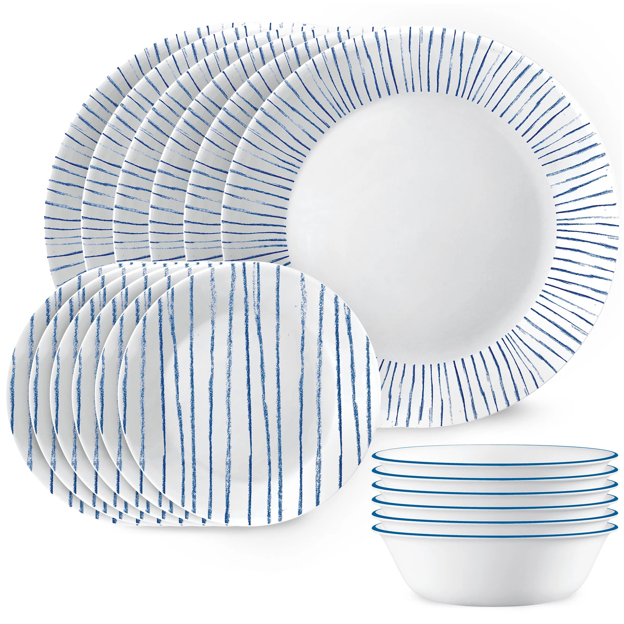 Nautical Stripes 18-piece Dinnerware Set, Service for 6