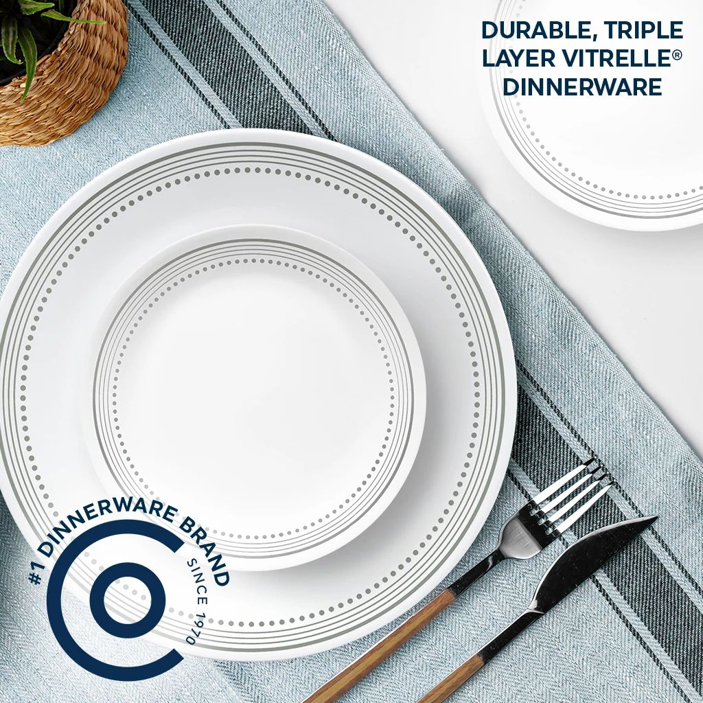 Mystic Gray 18-piece Mugless Dinnerware Set, Service for 6 - Image 2