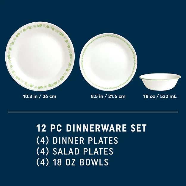 Spring Blossom Green 12-piece Dinnerware Set, Service for 4 - Image 2
