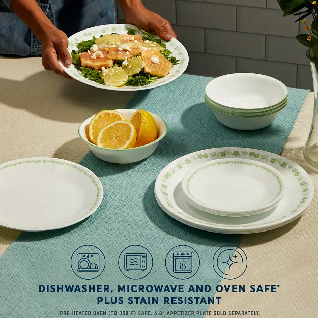 Spring Blossom Green 12-piece Dinnerware Set, Service for 4 - Image 3